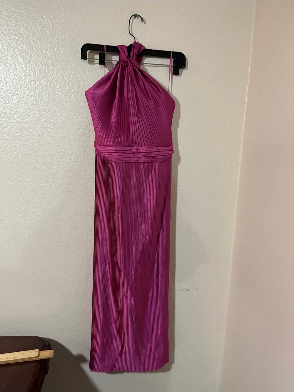 Showpo Fuchsia Halter Pleated Midi Dress